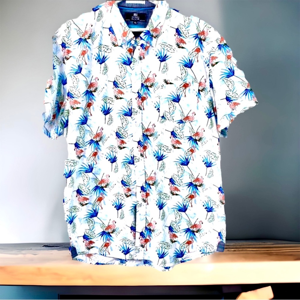 MBX Men’s Flamingo Casual button Up Shirt